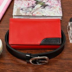 Damski Zestaw skórzany premium pasek portfel P90. Portfele bez wzorów. Za 99.90 zł.