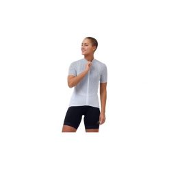 Koszulka rowerowa damska Odlo Stand-up collar ZEROWEIGHT rozpinana. Białe koszulki sportowe Odlo, bez wzorów, bez ramiączek. Za 441.35 zł.