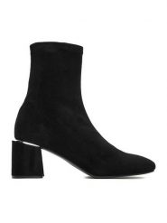 DeeZee Botki W4LD191204 Czarny. Czarne botki DeeZee, bez wzorów, z materiału, bez obcasa, na słupku, bez zapięcia. Za 179.99 zł.