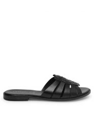 Lasocki Klapki WI23-AGA-09 Czarny. Czarne klapki Lasocki, bez wzorów, ze skóry, bez obcasa. Za 139.99 zł.