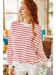 Olalook Bluza w kolorze biało-czerwonym rozmiar: L. Białe bluzy Olalook, l, bez wzorów, bez kaptura. Za 56.99 zł.