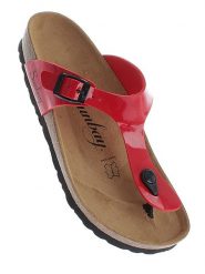 Sunbay Japonki "Camelia" w kolorze czerwonym rozmiar: 39. Czerwone klapki Sunbay, bez wzorów, z lakierowanej skóry, z otwartym noskiem, bez obcasa. Za 132.05 zł.