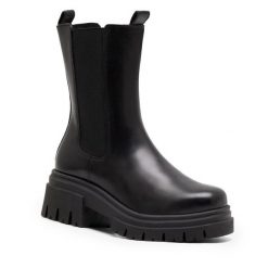 Botki Badura. Czarne botki Badura, bez wzorów, bez obcasa, na słupku, bez zapięcia. Za 329.99 zł.