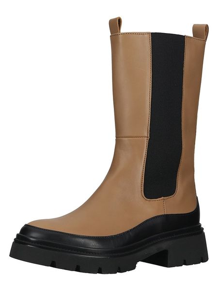 Gabor Skórzane sztyblety w kolorze jasnobrązowo-czarnym rozmiar: 38. Brązowe botki Gabor, z materiału, bez zapięcia. Za 253.54 zł.