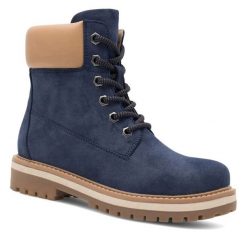 Trzewiki Jenny Fairy. Niebieskie botki Jenny Fairy, bez wzorów, bez obcasa, na płaskiej podeszwie, bez zapięcia. Za 159.99 zł.