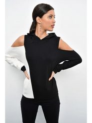 Cool and sexy Bluza w kolorze czarno-białym rozmiar: S. Białe bluzy Cool and sexy, s, bez wzorów, z kapturem. Za 86.99 zł.