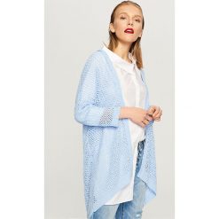 Ażurowy kardigan - Niebieski. Niebieskie kardigany Reserved, m, w ażurowe wzory. Za 79.99 zł.