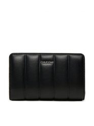 Calvin Klein Duży Portfel Damski Line Quilt Medium Bifold K60K612828 Czarny. Czarne portfele Calvin Klein, bez wzorów, ze skóry. Za 219.99 zł.