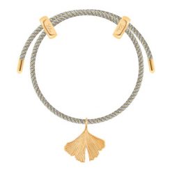 Bransoletka Liana w kolorze jasnoszarym z zawieszką Ginko. Szare bransoletki Lilou, pozłacane. Za 298.00 zł.