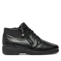 Botki Caprice. Czarne botki Caprice, bez wzorów, bez obcasa, na płaskiej podeszwie, bez zapięcia. Za 479.99 zł.