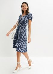 Sukienka shirtowa. Niebieskie sukienki bonprix, bez wzorów, bez kołnierzyka, bez ramiączek, dopasowane. Za 169.99 zł.