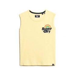 Damski tank top Superdry. Żółte topy Superdry, bez wzorów, bez kołnierzyka, bez ramiączek. Za 121.10 zł.