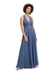 Vera Mont Sukienka w kolorze niebieskoszarym rozmiar: 36. Niebieskie sukienki Vera Mont, bez wzorów, z koronki, bez kołnierzyka, bez ramiączek, maxi. Za 404.99 zł.