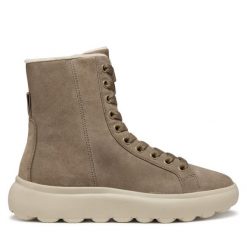 Botki Geox. Brązowe botki Geox, bez wzorów, bez obcasa, na płaskiej podeszwie, bez zapięcia. Za 729.99 zł.