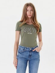 Guess T-Shirt W5YI05 J1314 Khaki Regular Fit. Brązowe t-shirty Guess, m, z aplikacjami, z bawełny, bez kołnierzyka, bez ramiączek. Za 179.99 zł.