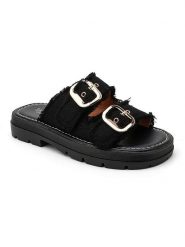 Sixth Sens Klapki w kolorze czarnym rozmiar: 36. Czarne klapki Sixth Sens, bez wzorów, z otwartym noskiem, bez obcasa. Za 104.99 zł.