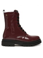 Tommy Hilfiger Trzewiki T4A5-34025-0775 D Bordowy. Czerwone botki TOMMY HILFIGER, bez wzorów, ze skóry, bez obcasa, na płaskiej podeszwie, bez zapięcia. Za 669.99 zł.