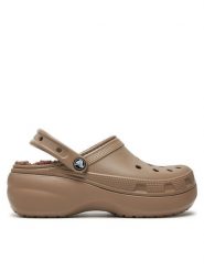 Crocs Klapki Classic Platform Lined Clog W 207938 Brązowy. Brązowe klapki Crocs, bez wzorów, z tworzywa sztucznego, bez obcasa. Za 189.99 zł.