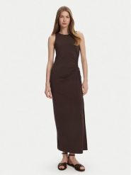 Max Mara Beachwear Sukienka letnia 2516621049650 Brązowy Regular Fit. Brązowe sukienki Max Mara Beachwear, na lato, s, bez wzorów, z wiskozy, bez kołnierzyka, bez ramiączek. Za 699.99 zł.