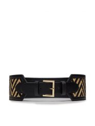 Guess Pasek na talię Noelle BW9125 P4280 Czarny. Czarne paski Guess, z aplikacjami, z tworzywa sztucznego. Za 179.99 zł.