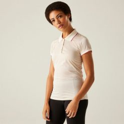 Damska koszulka turystyczna polo Remex II. Białe bluzki Regatta, bez wzorów, z materiału, bez kołnierzyka, bez ramiączek. Za 131.00 zł.