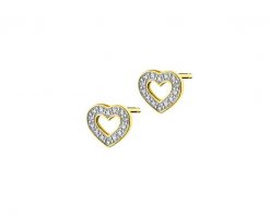 Kolczyki z żółtego złota z brylantami - serca - 0,01 ct - próba 375. Żółte kolczyki Apart, z brylantem, złote. Za 599.00 zł.
