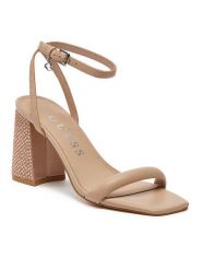 Guess Sandały FLJGEL LEA03 Beżowy. Brązowe sandały Guess, z aplikacjami, ze skóry, bez obcasa, na słupku, bez zapięcia. Za 1,039.00 zł.