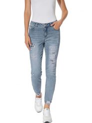 Heine Dżinsy - Slim fit - w kolorze błękitnym rozmiar: 38. Niebieskie jeansy Heine, z aplikacjami, z podwyższonym stanem. Za 76.45 zł.