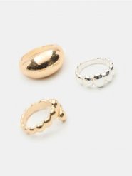 Pierścionki z błyszczącym wykończeniem 3 pack - wielobarwny. Pierścionki Sinsay. Za 12.99 zł.