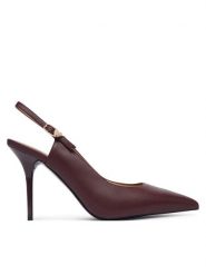 LOVE MOSCHINO Szpilki JA10149G1PIA0552 Bordowy. Czerwone szpilki Love Moschino, bez wzorów, ze skóry, bez obcasa, na szpilce, bez zapięcia. Za 949.99 zł.