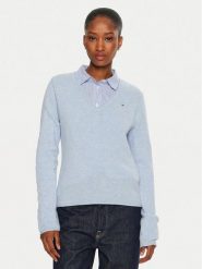 Tommy Hilfiger Sweter WW0WW43505 Niebieski Regular Fit. Niebieskie swetry TOMMY HILFIGER, xxl, bez wzorów, z wełny, bez ramiączek. Za 289.99 zł.