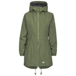 Kurtka Damska Wodoodporna. Zielone kurtki Trespass, l, bez wzorów, z materiału, z kapturem. Za 280.99 zł.