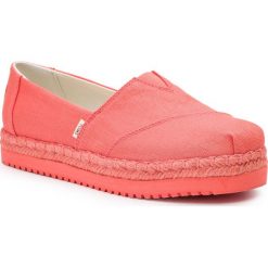 Espadryle TOMS - Platform Alpargata 10013499 Persimmon Heritage. Czerwone espadryle Toms, bez wzorów, z materiału, bez obcasa, na płaskiej podeszwie, bez zapięcia. W wyprzedaży za 219.00 zł.