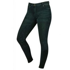 Damskie jeansy do jazdy konnej z silikonowym nadrukiem i pełną przyczepnością Du. Czarne jeansy DUBLIN, s, bez wzorów. Za 478.50 zł.