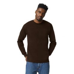 Ultra Bawełniana Koszulka Z Długim Rękawem Unisex Dla Dorosłych. Brązowe bluzki GILDAN, xl, bez wzorów, z bawełny, sportowe, bez kołnierzyka, bez ramiączek. Za 107.99 zł.