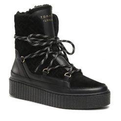 Botki Tommy Hilfiger. Niebieskie botki TOMMY HILFIGER, bez wzorów, bez obcasa, na płaskiej podeszwie, bez zapięcia. Za 699.99 zł.