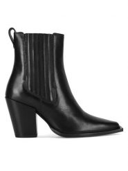 Gino Rossi Kowbojki VENE-116200 Czarny. Czarne botki Gino Rossi, bez wzorów, ze skóry, bez obcasa, na słupku, bez zapięcia. Za 379.99 zł.