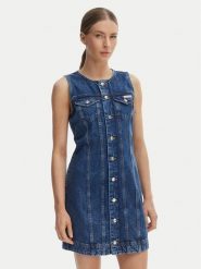 Calvin Klein Jeans Sukienka jeansowa LV047F761G Granatowy Slim Fit. Niebieskie sukienki Calvin Klein Jeans, xxl, bez wzorów, z bawełny, bez kołnierzyka, bez ramiączek. Za 489.99 zł.