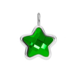 Zawieszka Mini Icons gwiazdka z zielonym kryształem, posrebrzana. Zielone bransoletki Lilou, posrebrzane. Za 99.00 zł.