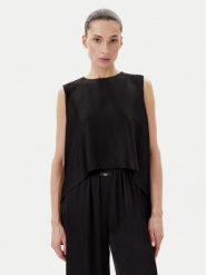 Eleh Bluzka ESS250048 Czarny Regular Fit. Czarne bluzki Eleh, l, bez wzorów, z syntetyku, bez kołnierzyka, bez ramiączek. Za 329.99 zł.