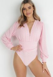 Różowe Body Haftowane z Marszczeniem Kaleya. Czerwone body Born2be, m, bez wzorów, z dzianiny. Za 109.99 zł.