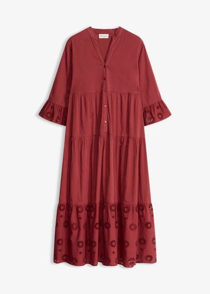 Długa sukienka z czystej bawełny. Czarne sukienki bonprix, w ażurowe wzory, z bawełny, bez kołnierzyka, bez ramiączek, maxi. Za 269.99 zł.