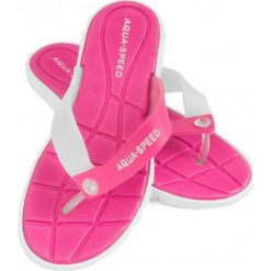 Klapki Aqua-Speed Bali różowo-białe 05 479. Białe klapki Aqua-Speed, bez wzorów, z materiału, bez obcasa. W wyprzedaży za 59.00 zł.