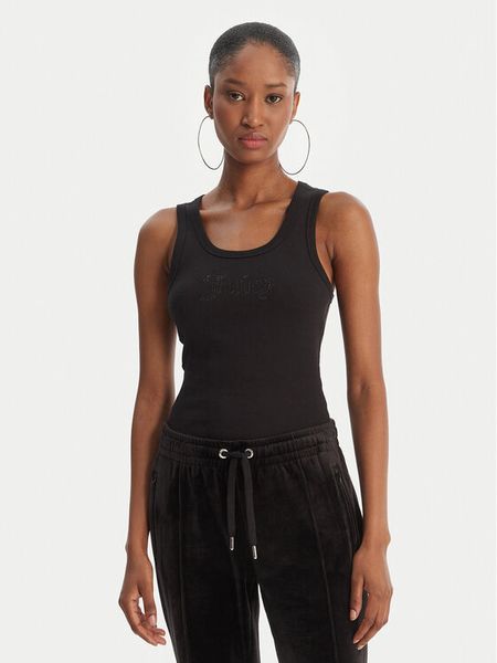 Juicy Couture Top Thin Strap JCWLV126308 Czarny Slim Fit. Czarne topy Juicy Couture, s, bez wzorów, z bawełny, bez kołnierzyka, bez ramiączek. Za 99.99 zł.