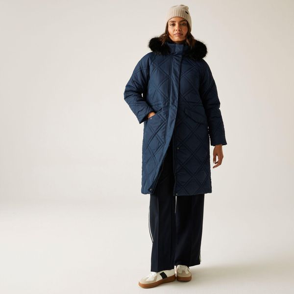 Płaszcz damski zimowy ocieplany Freyla. Niebieskie płaszcze Regatta, na zimę, bez wzorów, z puchu, bez kaptura. W wyprzedaży za 299.99 zł.