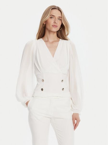 Rinascimento Bluzka CFC0126180003 Biały Regular Fit. Białe bluzki Rinascimento, xl, bez wzorów, z syntetyku, bez kołnierzyka, bez ramiączek. Za 239.99 zł.