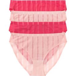 Figi z mikrofibry cięte laserowo (4 pary) bonprix malinowy + jasnoróżowy. Czerwone figi bonprix, z aplikacjami, z mikrofibry. Za 39.96 zł.