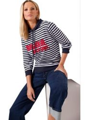 Heine Bluza w kolorze granatowo-białym rozmiar: 36. Niebieskie bluzy sportowe Heine, bez wzorów, bez kaptura. Za 86.99 zł.