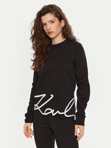 KARL LAGERFELD Bluza A1W20010 Czarny Regular Fit. Czarne bluzy KARL LAGERFELD, s, bez wzorów, z bawełny, bez kaptura. Za 579.99 zł.
