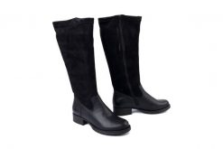RIEKER Z9551-00 black, kozaki damskie. Czarne kozaki Rieker, z polaru, bez obcasa, na obcasie, bez zapięcia. Za 429.90 zł.